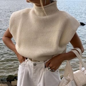Pull tricot sans manche